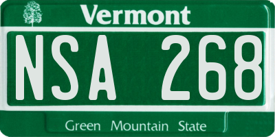 VT license plate NSA268