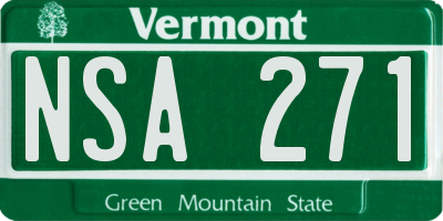VT license plate NSA271
