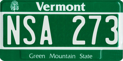 VT license plate NSA273
