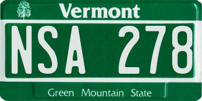 VT license plate NSA278