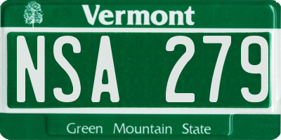 VT license plate NSA279