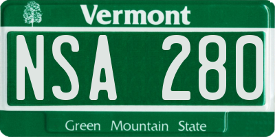 VT license plate NSA280