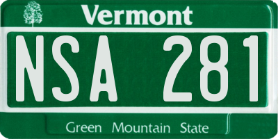 VT license plate NSA281