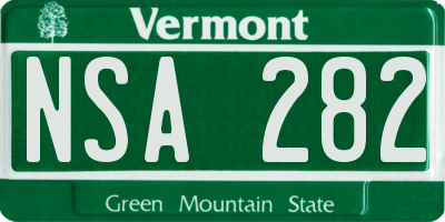 VT license plate NSA282