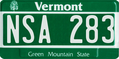 VT license plate NSA283