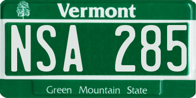 VT license plate NSA285