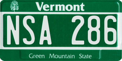 VT license plate NSA286