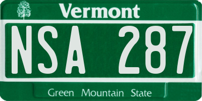 VT license plate NSA287