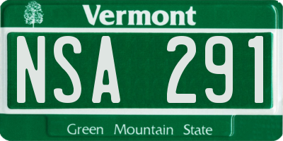 VT license plate NSA291