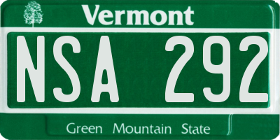 VT license plate NSA292