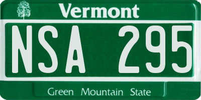 VT license plate NSA295