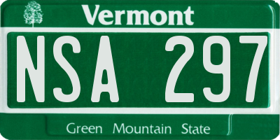 VT license plate NSA297