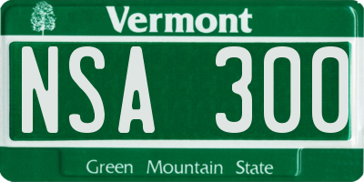 VT license plate NSA300