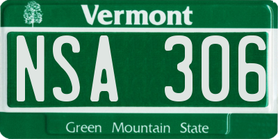 VT license plate NSA306