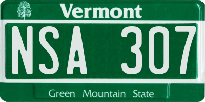 VT license plate NSA307