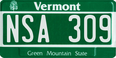 VT license plate NSA309