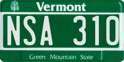 VT license plate NSA310