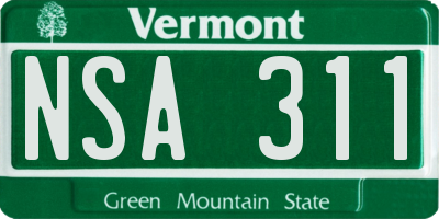 VT license plate NSA311