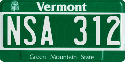 VT license plate NSA312