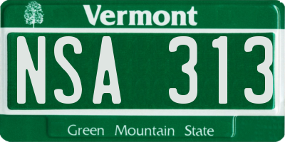 VT license plate NSA313
