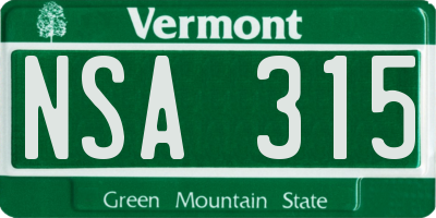 VT license plate NSA315