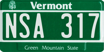 VT license plate NSA317