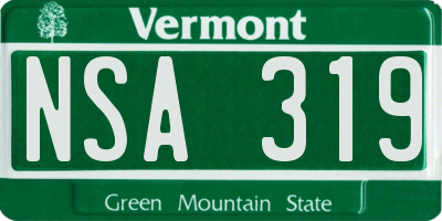VT license plate NSA319