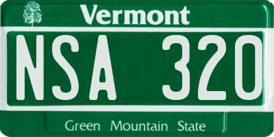 VT license plate NSA320