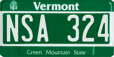 VT license plate NSA324