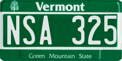 VT license plate NSA325
