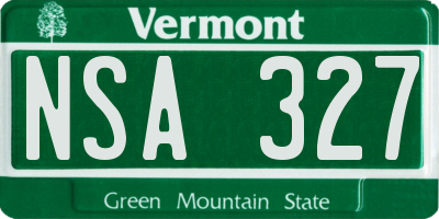 VT license plate NSA327