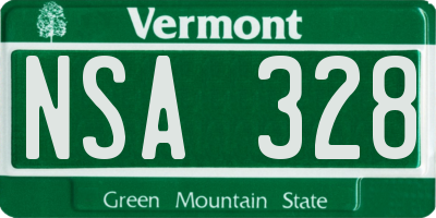 VT license plate NSA328