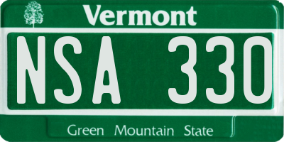 VT license plate NSA330