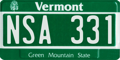 VT license plate NSA331