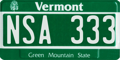 VT license plate NSA333