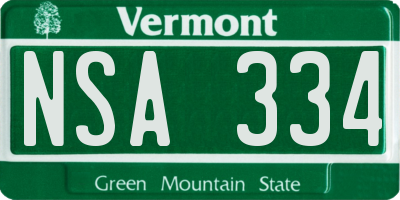 VT license plate NSA334