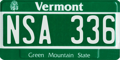VT license plate NSA336
