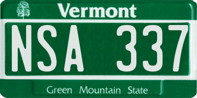 VT license plate NSA337