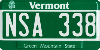 VT license plate NSA338