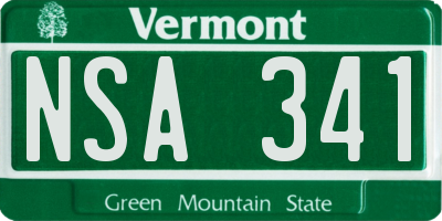 VT license plate NSA341
