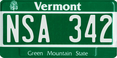VT license plate NSA342