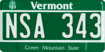 VT license plate NSA343