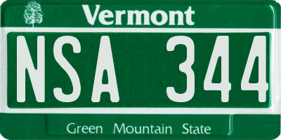 VT license plate NSA344