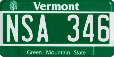 VT license plate NSA346