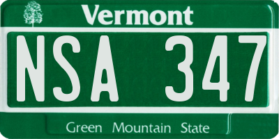 VT license plate NSA347