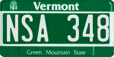 VT license plate NSA348