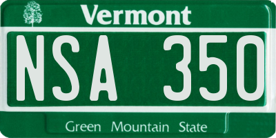 VT license plate NSA350