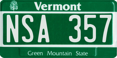 VT license plate NSA357