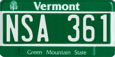 VT license plate NSA361
