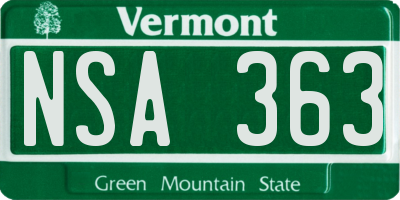 VT license plate NSA363